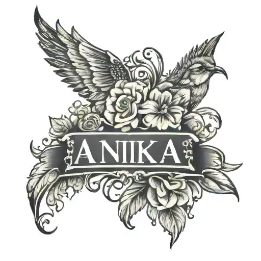 Anika name engraved tattoo design idea