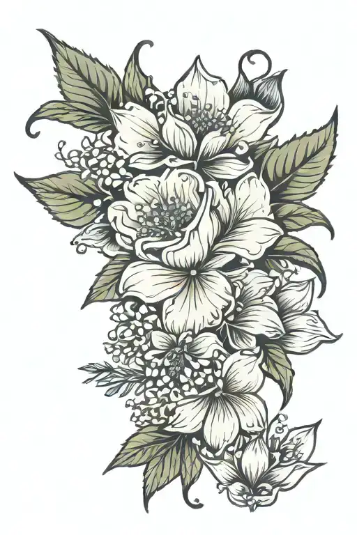 December flower with February birth flowers tattoo design idea