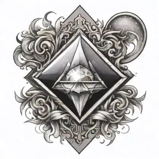 diamond and moon crest type tatoo  tattoo design idea