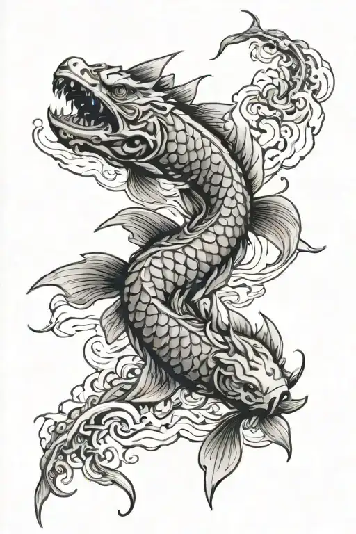 tatau from Far Cry 3, cybersigilism, traditional japanese koi transforming into a dragon tattoo design idea