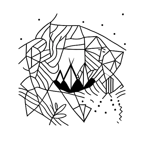 a tattoo which represents a cactus, two mountains and a bird in a minimalist way, in a few fine lines. This tattoo must  tattoo design idea