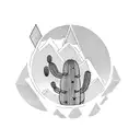 a tattoo which represents a cactus, two mountains and a bird in a minimalist way, in a one fine line. tattoo design idea