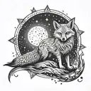 river flow stars moon fox   tattoo design idea