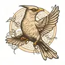 mockingbird flying tattoo design idea