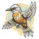 mockingbird flying tattoo design idea