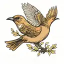 mockingbird flying tattoo design idea