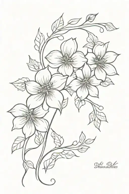 vine with October, December and July  birth flower tattoo design idea