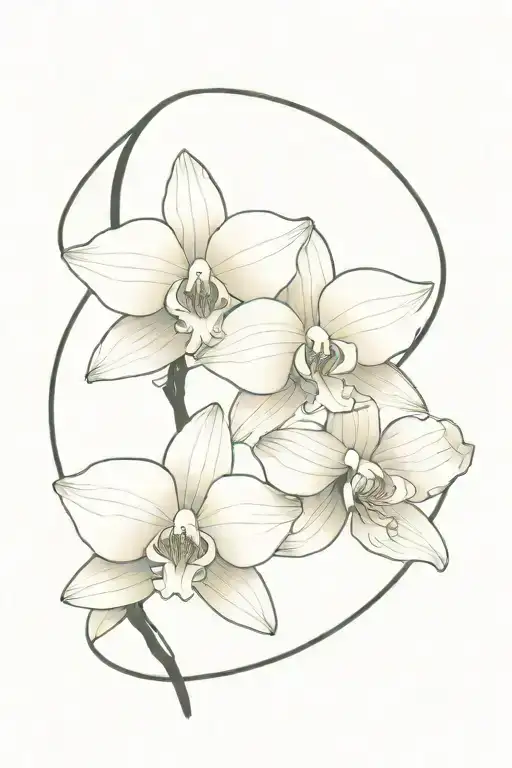 simple vanilla orchid between ankle and knee wrapping around lower leg  tattoo design idea