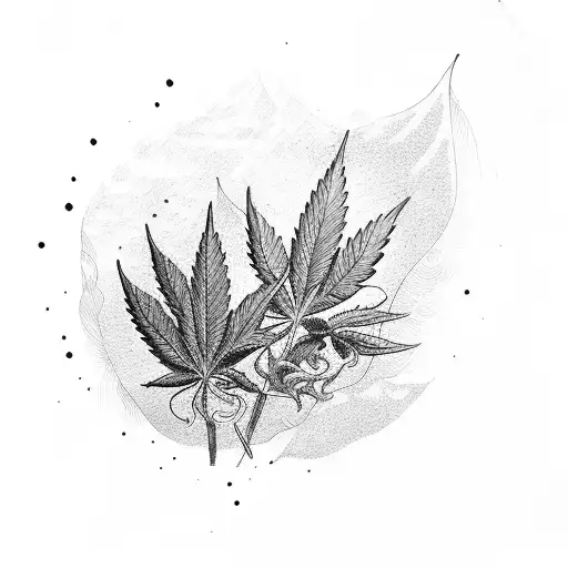 weed plant with god tattoo design idea