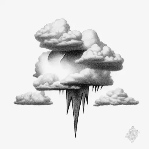 clouds with lightning tattoo design idea