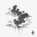 clouds with lightning tattoo design idea