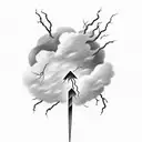 lightning coming from cloud tattoo design idea