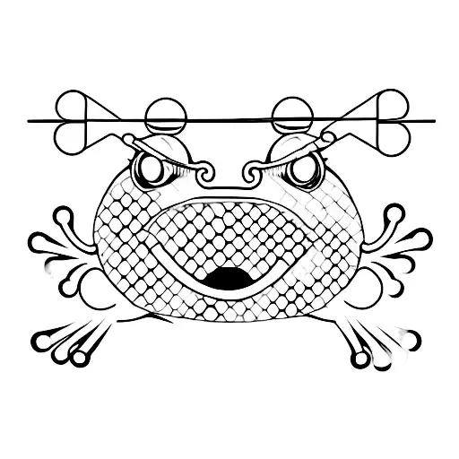 A minimalist tattoo of a frog playing a guitar tattoo design idea