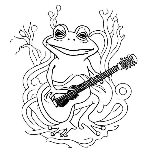 A minimalist tattoo of a frog playing a guitar tattoo design idea