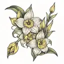 Daffodil gladiolus narcissus flower fine print tattoo  tattoo design idea