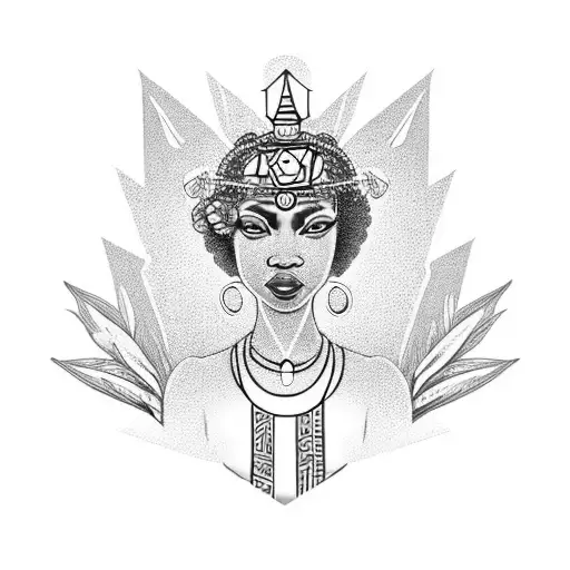 black women high priestess tarot  tattoo design idea