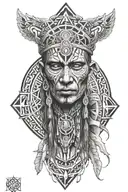 shaman and sacred geometry tattoo design idea