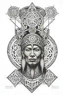 shaman and sacred geometry tattoo design idea