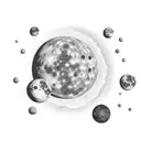 A realistic portrait of the client's favorite planet, Mercury, with intricate details of its surface and craters tattoo design idea