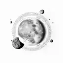 A realistic portrait of the client's favorite planet, Mercury, with intricate details of its surface and craters tattoo design idea