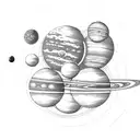 solar system with the planets aligned sequent in their correct order  tattoo design idea