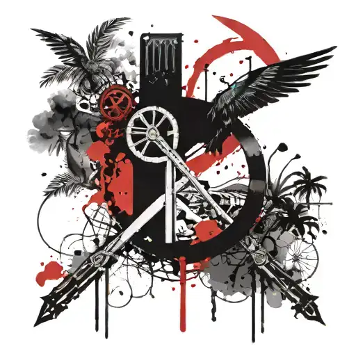 Isis Knot (Tyet) and Ankh with Egyptian Landscape tattoo design idea