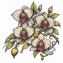 Orchid and Canaries tattoo design idea
