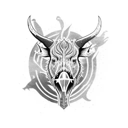 devil boar bone through nose tattoo design idea