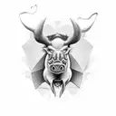 devil boar bone through nose tattoo design idea