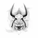 devil boar bone through nose tattoo design idea