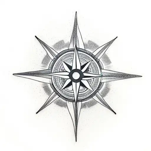 A minimalist tattoo of a compass surrounded by the names of your family members tattoo design idea