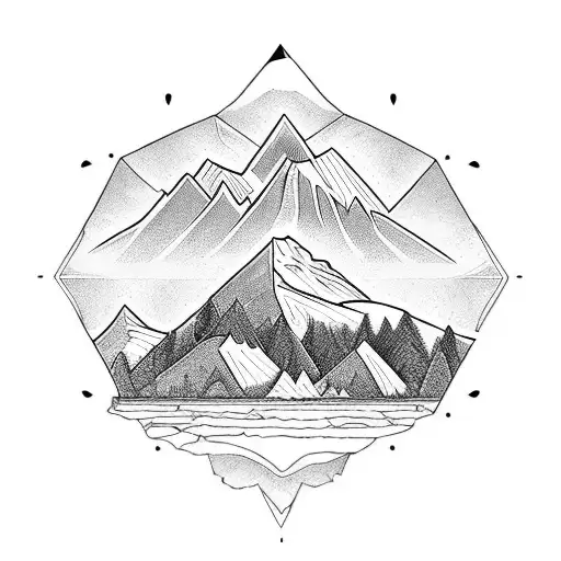 mountain scene christianity tattoo design idea