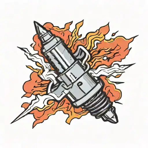 one spark plug with lightning coming from it  tattoo design idea