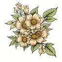 mum of 2 kids, birth flower august and july tattoo design idea