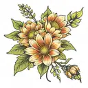 mum of 2 kids, birth flower august and july tattoo design idea