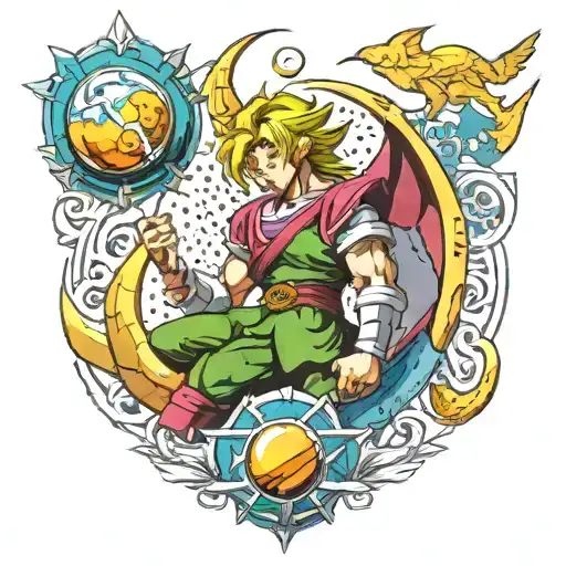 link Zelda sailor moon dragon ball z tattoo design idea
