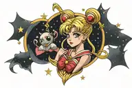  sailor moon surrounded by stars tattoo design idea