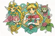 link zelda sailor moon tattoo design idea