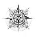 A compass and navigation tools intertwined with dark and mysterious tentacles tattoo design idea