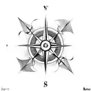 A compass and navigation tools intertwined with dark and mysterious tentacles tattoo design idea