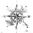 A compass and navigation tools intertwined with dark and mysterious tentacles tattoo design idea