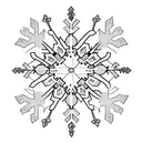 A unique tattoo design of a snowflake made up of tiny management assistant tools, showcasing your occupation in a creative and elegant way tattoo design idea