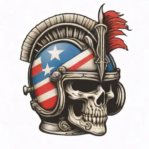 Dragrcing helmet and Puerto Rican flag with el morro   tattoo design idea