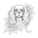 cavalier king charles spaniel framed flowers growing tattoo design idea