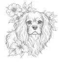 cavalier king charles spaniel framed flowers growing tattoo design idea