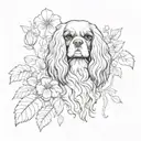 cavalier king charles spaniel framed flowers growing tattoo design idea