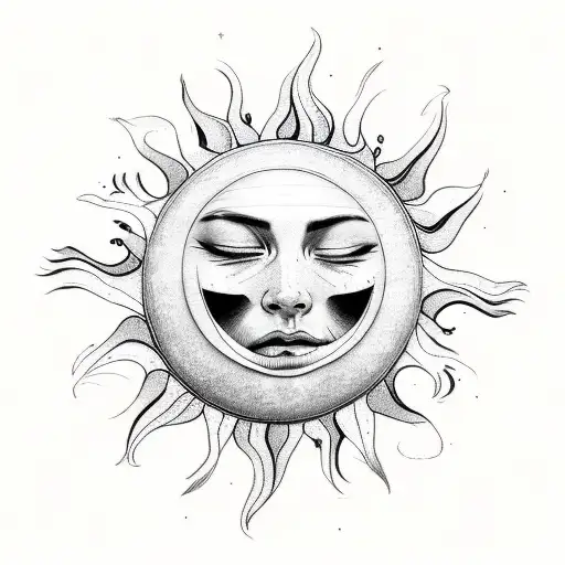 sun crying  tattoo design idea
