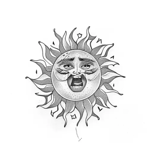 sun crying  tattoo design idea