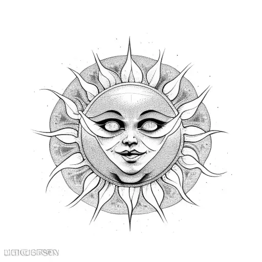 sun crying  tattoo design idea