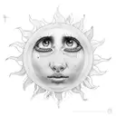 sun crying  tattoo design idea